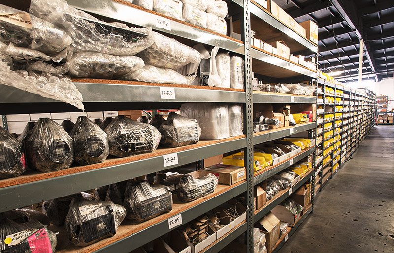 Parts Room Room with walls of machine parts labeled and organized